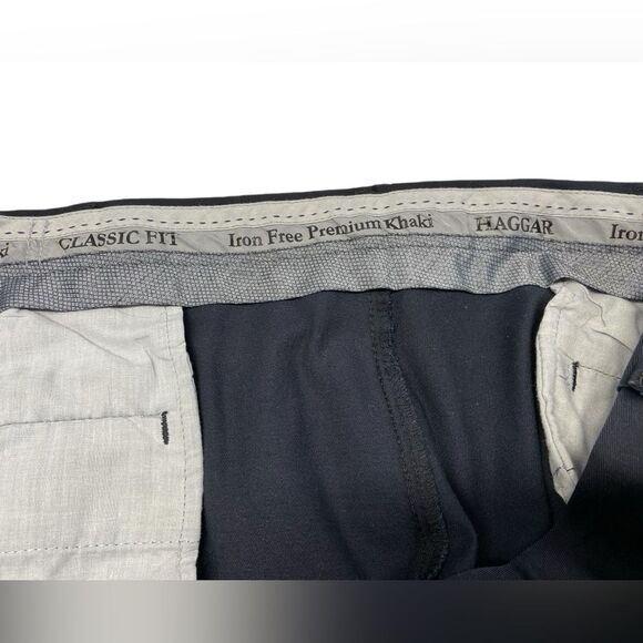Men’s Black Haggar Classic Fit Iron Free Premium Khaki Size 40 - Picture 8 of 11